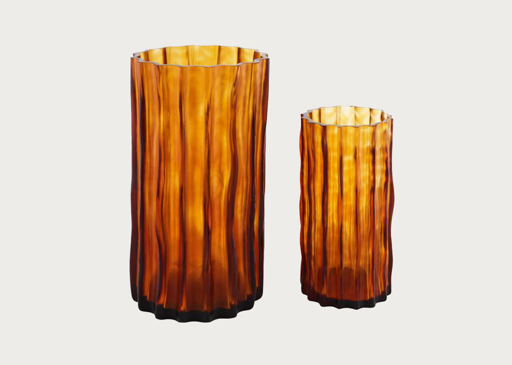 Ribbed Vase Large Amber