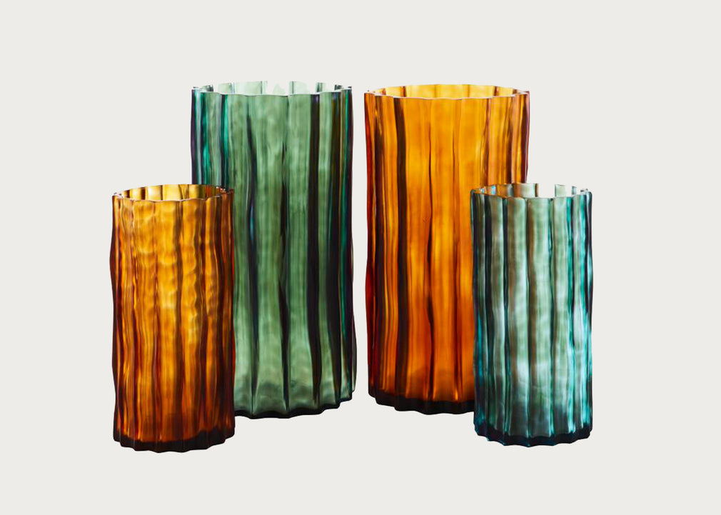 Ribbed Vase Large Amber