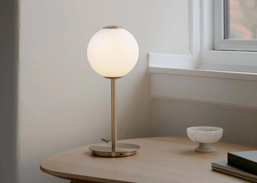 Umage Audrey LED Table Lamp Brass and Opal Glass Lifestyle