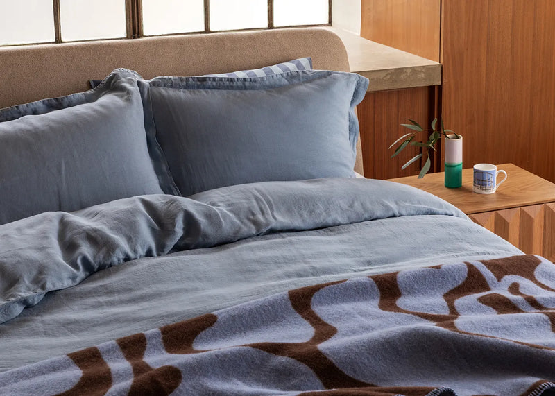 Washed Linen Dusky Blue Fitted Sheet
