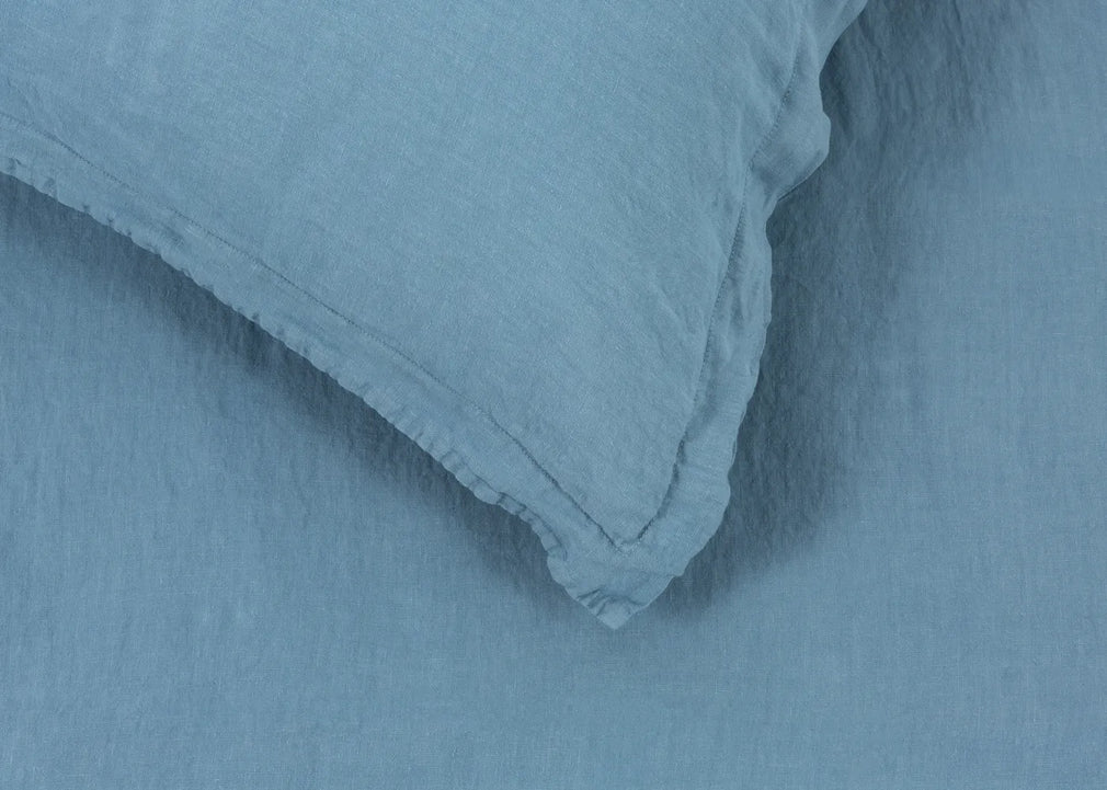 Washed Linen Dusky Blue Fitted Sheet