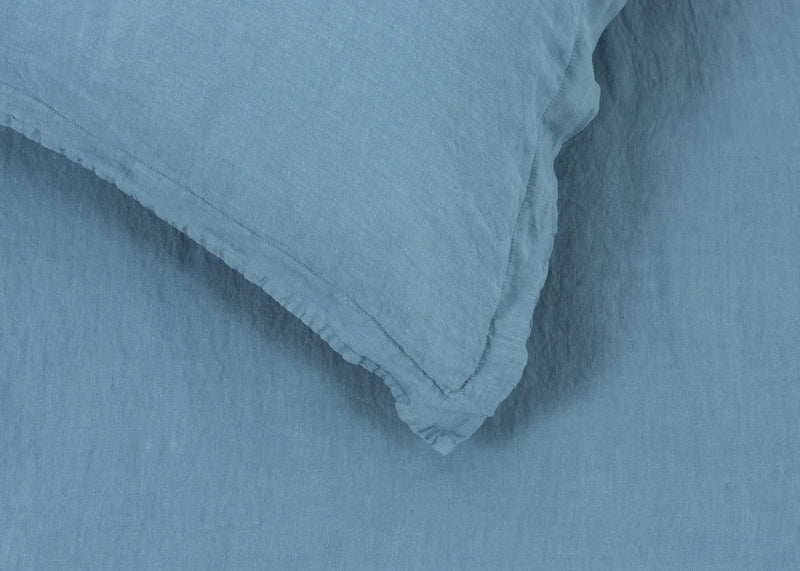 Washed Linen Dusky Blue Fitted Sheet