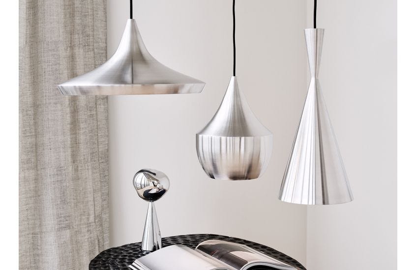 Tom Dixon UnBeaten LED Tall Pendant Light Aluminium HEAL S UK