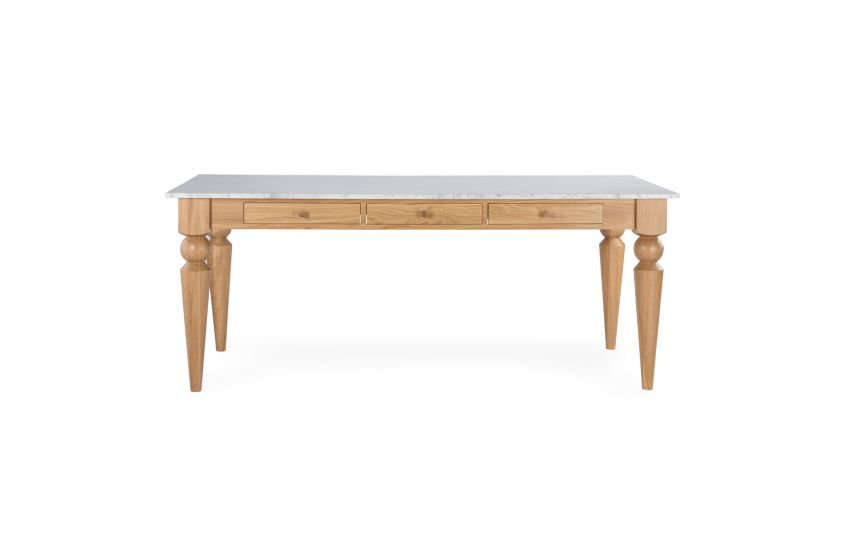 Cooks Oak Table with Marble Top