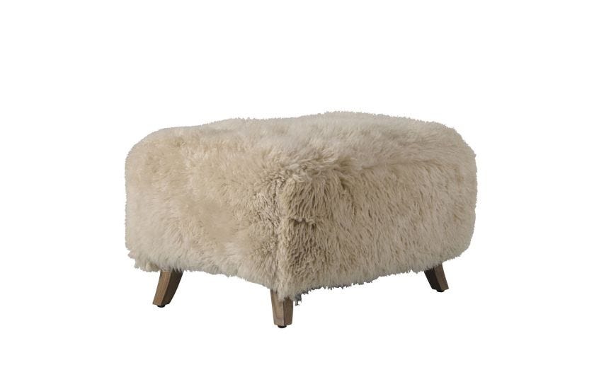 Grey fluffy footstool online