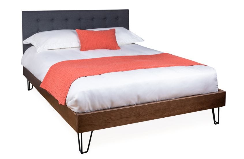 Brunel Bed Fabric Headboard Grey Dark Wood HEAL S UK