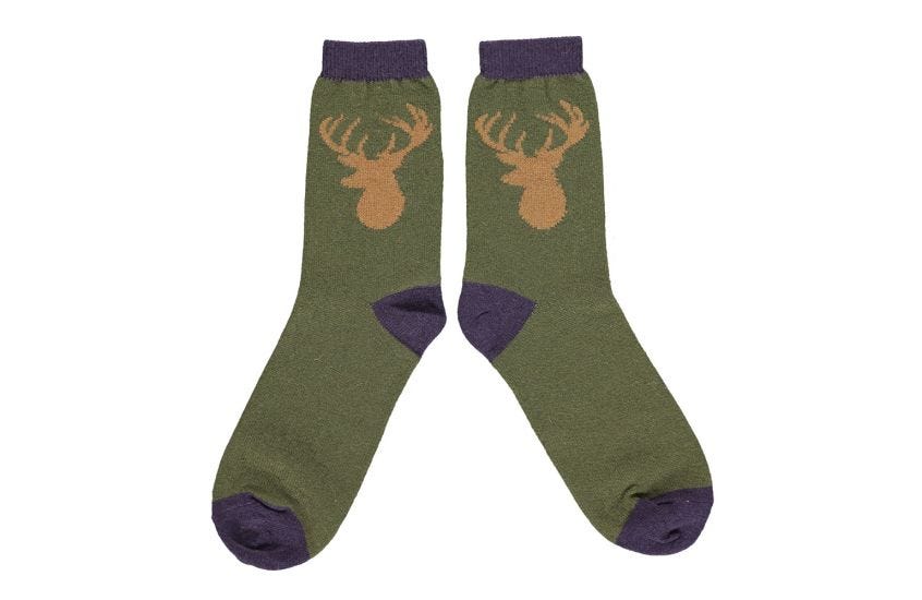 Catherine Tough Mens Lambswool Ankle Socks Stag Green | HEAL’S (UK)