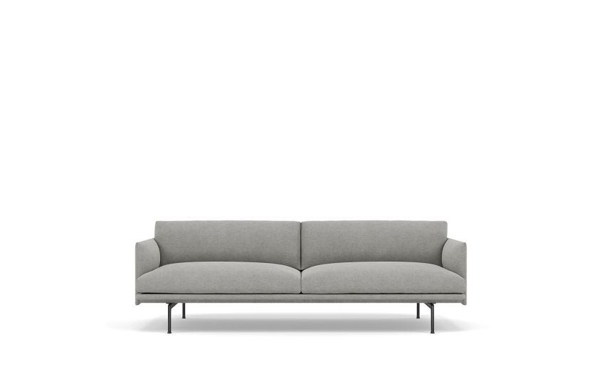 Muuto Outline 3 seater Kvadrat Fiord Fabric Light Grey 151