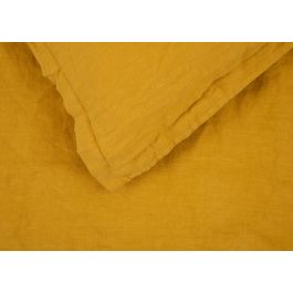 Washed Linen Mustard Duvet Cover Super King