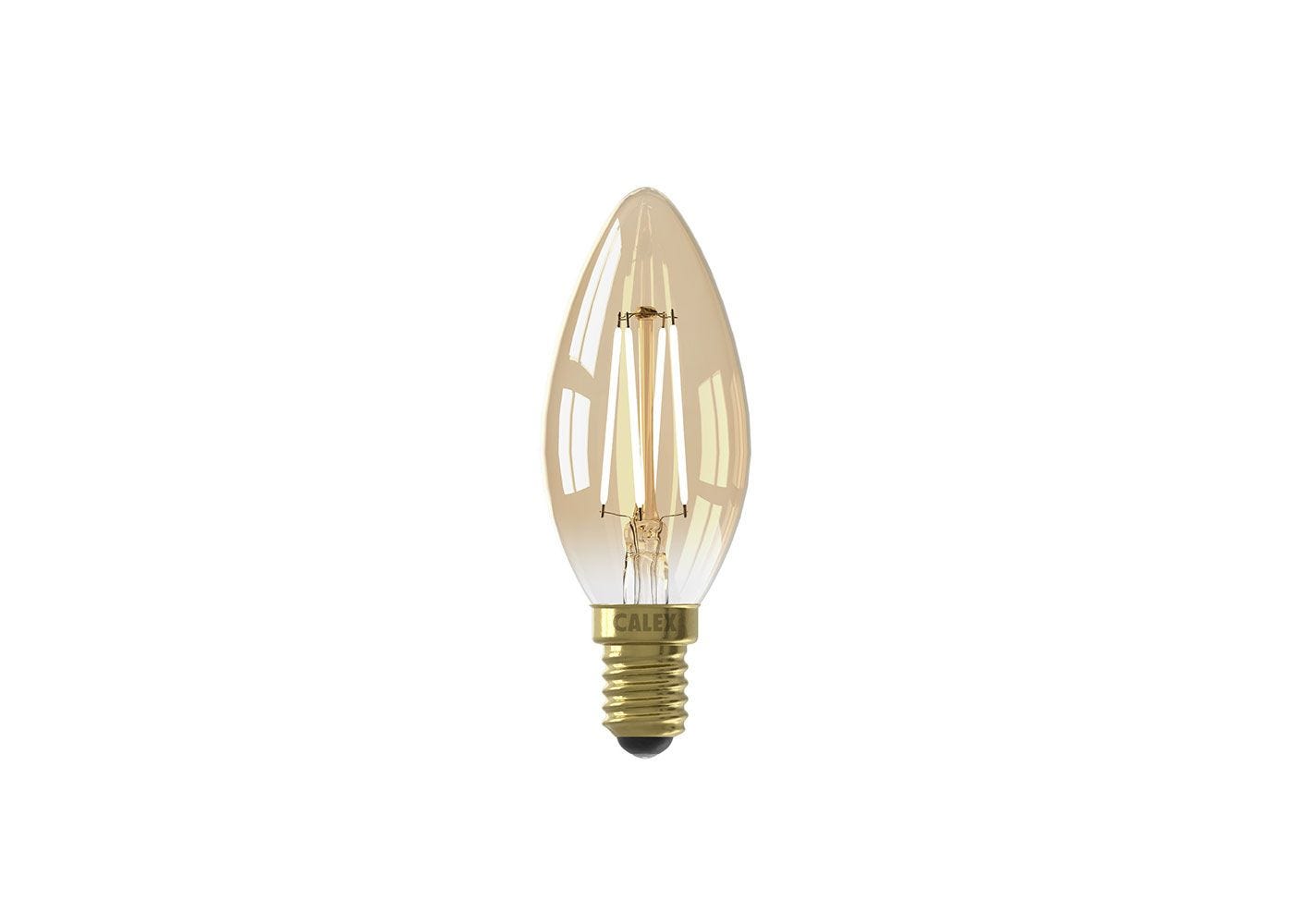 Calex Gold Filament LED E14 3.5W Dimmable Candle Bulb HEAL S UK