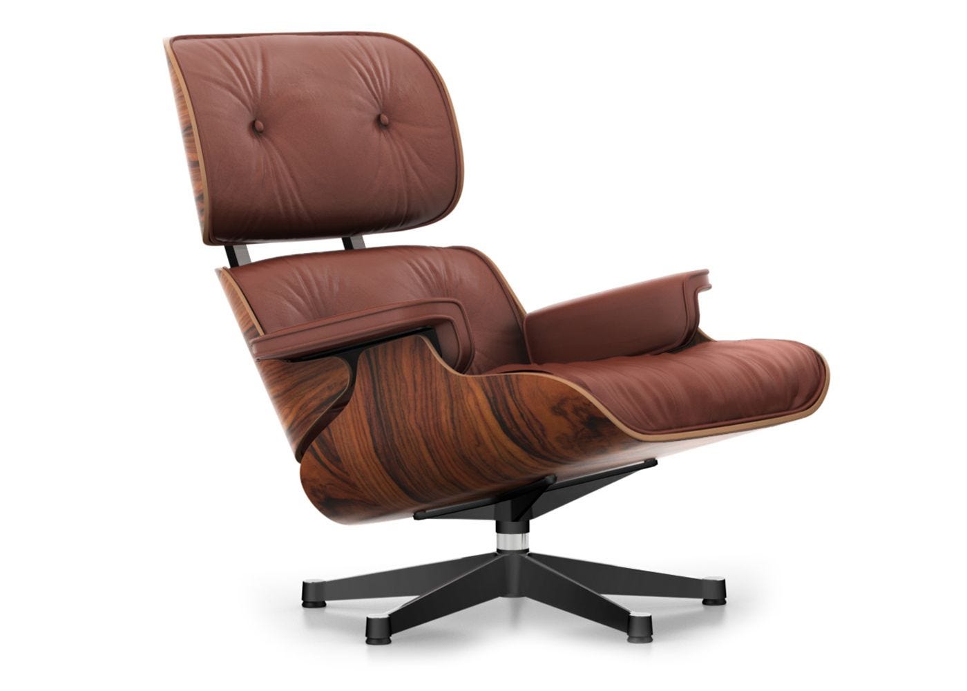 Vitra Eames Lounge Chair Brandy Leather Santos Palisander Black