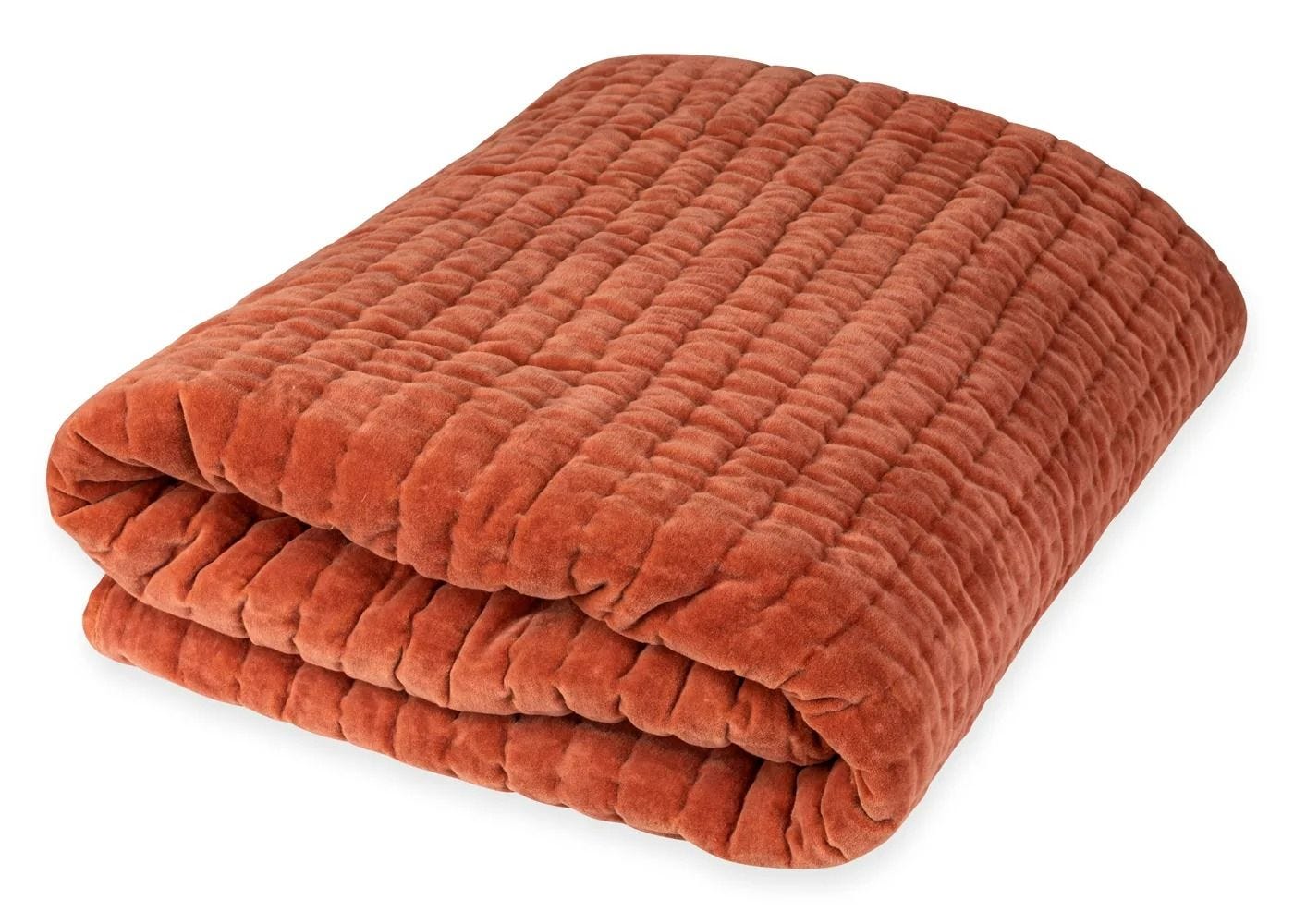 Kantha Velvet Bedspread Terracotta HEAL S UK