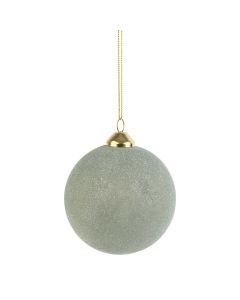 Glitter Soft Green Bauble Decoration Large 8cm