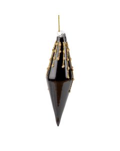 Black Pointed Drop Deco Lines Large Decoration 16cm