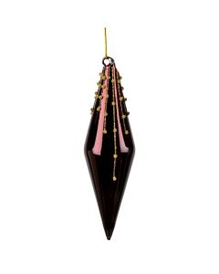 Plum Pointed Drop Deco Lines Large Decoration 16cm