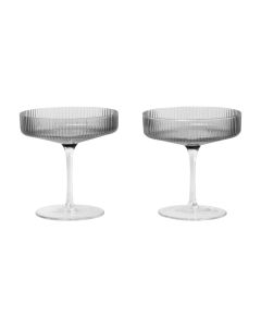 Ripple Smoked Grey Champagne Saucer Set of 2