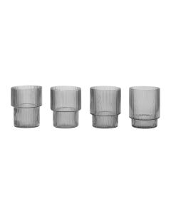 Ripple Smoked Grey Tumbler Glass Set of 4