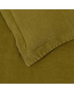 Washed Linen Olive Fitted Sheet Super King