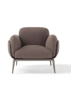 Brooklyn Armchair Brown Fabric Taupe Metal Base