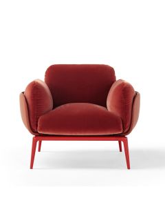 Brooklyn Armchair Rust Velvet Red Metal Base