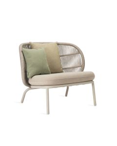 Kodo Outdoor Lounge Chair Dune White Olive and Kiwi Scatter Cushions