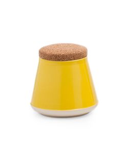 Store Jar Container Gloss Yellow Matt White Base H14cm