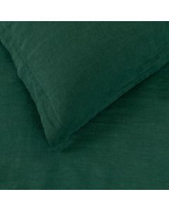 Washed Linen Forest Green Fitted Sheet Double
