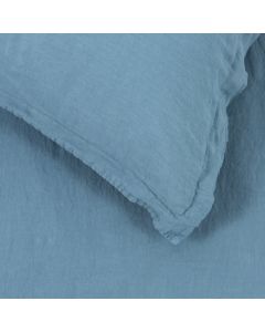 Washed Linen Dusky Blue Duvet Cover Super King