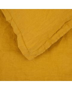 Washed Linen Mustard Fitted Sheet Super King