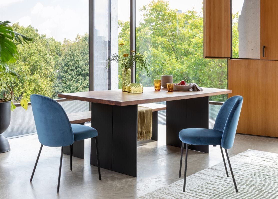 Pair of Daliah Dining Chairs Brass Legs