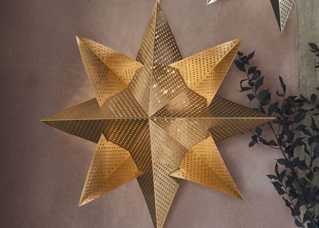 Sirius Lene LED Indoor Metal Hanging Star Light Gold 33cm HEAL S