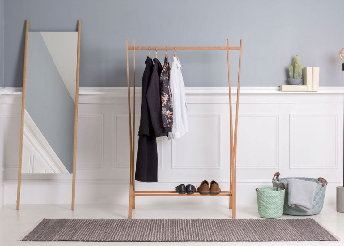 Wooden clothes store rail