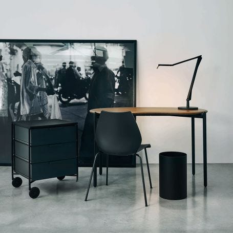 Lunat Desk Walnut Top Black Base