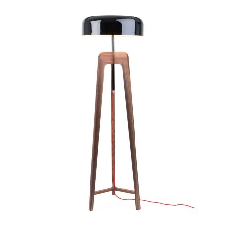 Pileo Alta Floor Lamp Walnut/ shiny black shade