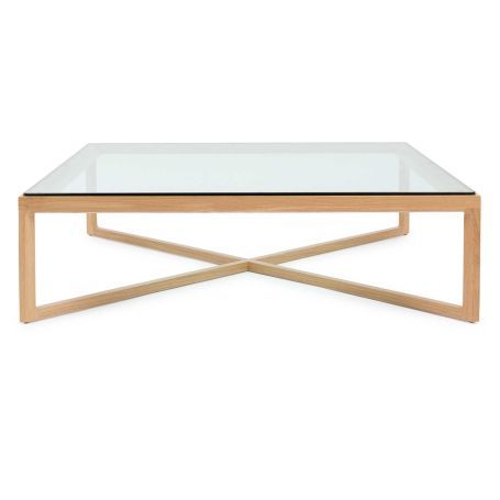 Krusin Coffee Table Natural Oak Clear Glass