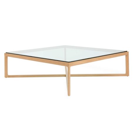 Krusin Coffee Table Natural Oak Clear Glass