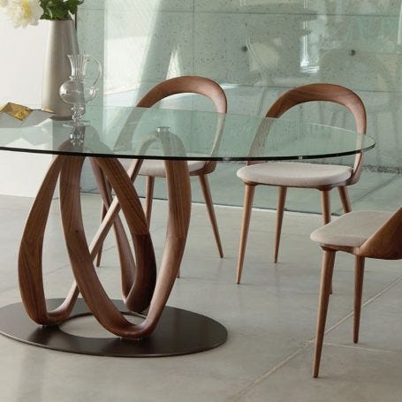 Infinity Elliptical Dining Table, Canaletta Walnut