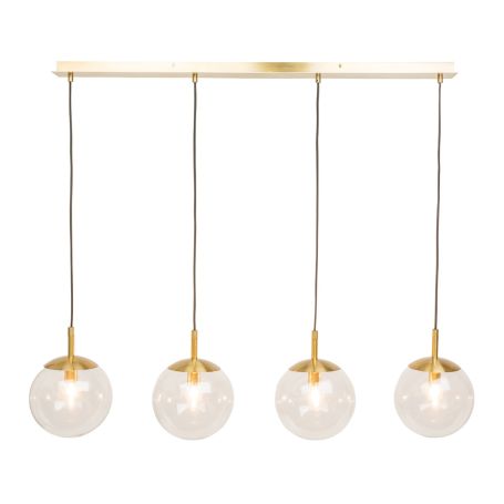Joule 4 Light Pendant Glass Clear and Antique Brass