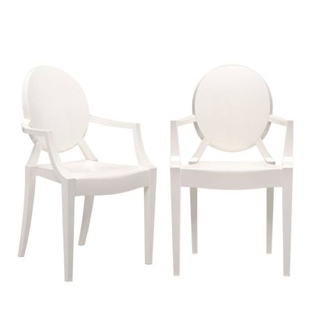 Louis Ghost Armchairs Glossy White - Minimum of 2 only