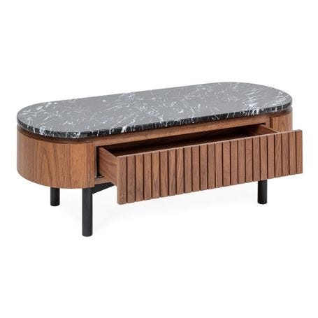 Remi Coffee Table Walnut and Black Marble