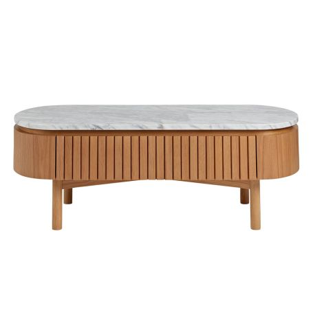 Remi Coffee Table Oak and White Marble
