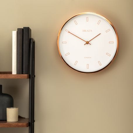 Heal's White & Copper Wall Clock