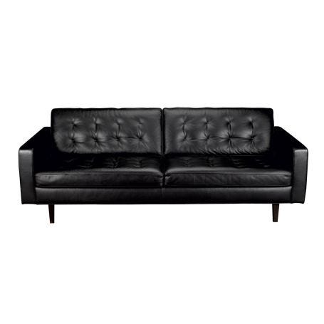 Hepburn 4 Seater Sofa in Leather Hide Graphite and Wenge Black Feet
