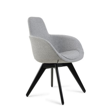 Scoop High Chair Grey Fabric Black Legs