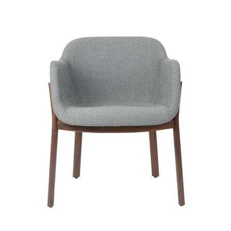 Porto Chair in Walnut with Ocean Upholstery - Front View