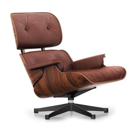 Classic Eames Lounge Chair in Santos Palisander & Brandy Leather