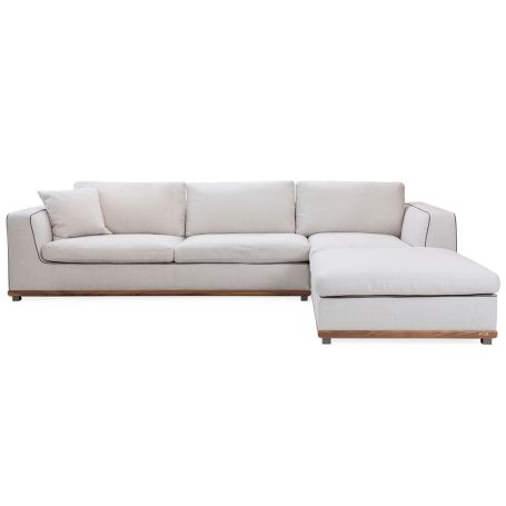Kirk Left hand Corner Sofa 3 Back Cushions Walnut Frame