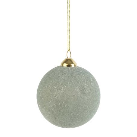 Glitter Soft Green Bauble Decoration Large 8cm