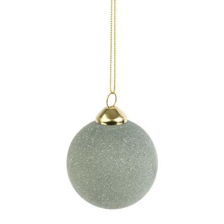 Glitter Soft Green Bauble Decoration Medium 6cm