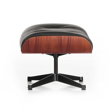 Tall Eames Lounge Ottoman in Santos Palisander & Black Leather